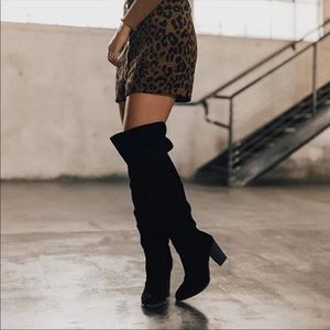 Faux Suede Boots (Black)